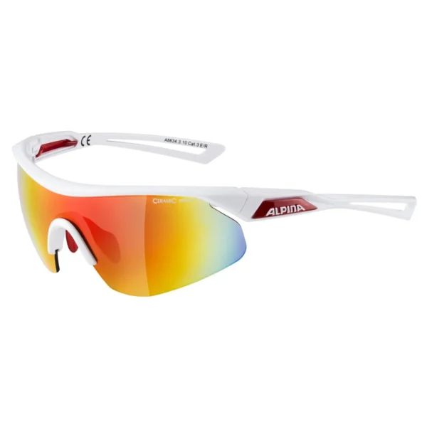 Alpina Nylos Shield Glasses Mirror Red Lens White/Red 134mm