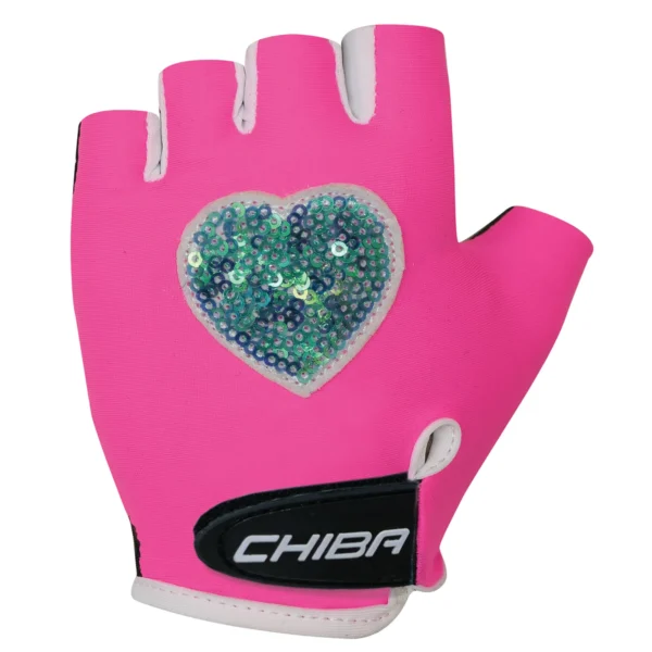 Chiba Girls Mitt In Sequin Heart Design In PINK