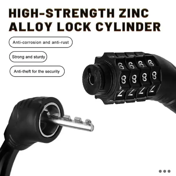 4 Digital Code Anti-Theft Bicycle Cable Lock, Stainless Steel 3