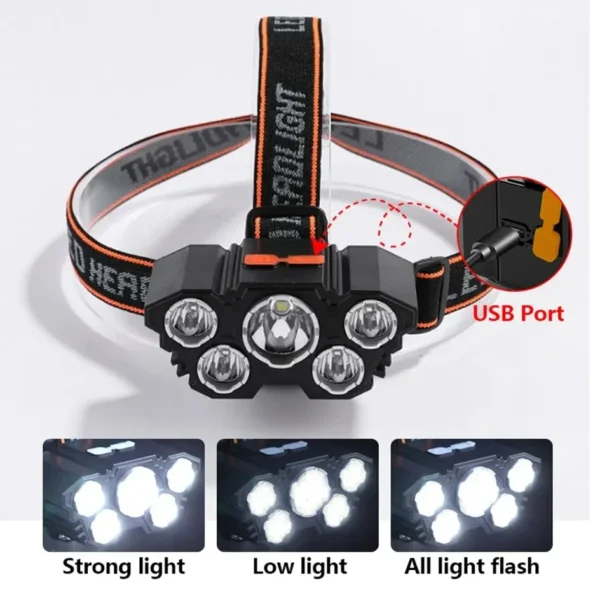 5 LED Flashlight, Rechargeable 3