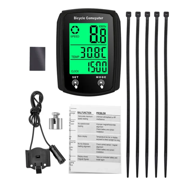 Wired Cycling Computer, Speedometer, Bike Speed Odometer, With Backlight 3