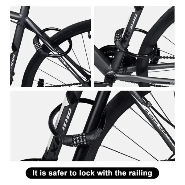 4 Digital Code Anti-Theft Bicycle Cable Lock, Stainless Steel 5