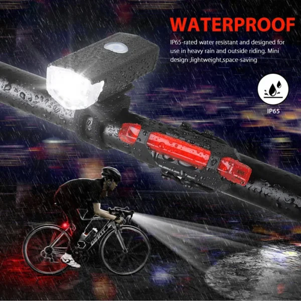 Bike Light Set, Front Light with Taillight, USB Rechargeable 4