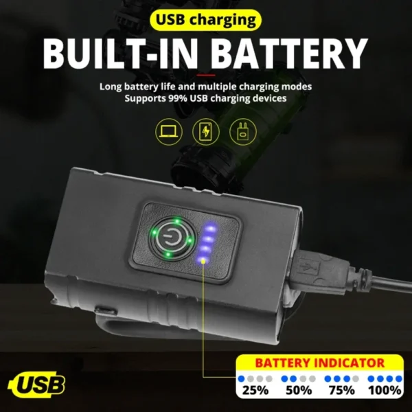 MTB Bike Front Lights, USB, LED, Rechargeable, Waterproof 4