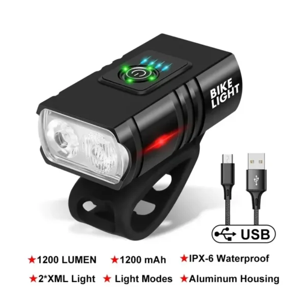 1200LM, T6 LED Bicycle Headlight, 6 Modes 6